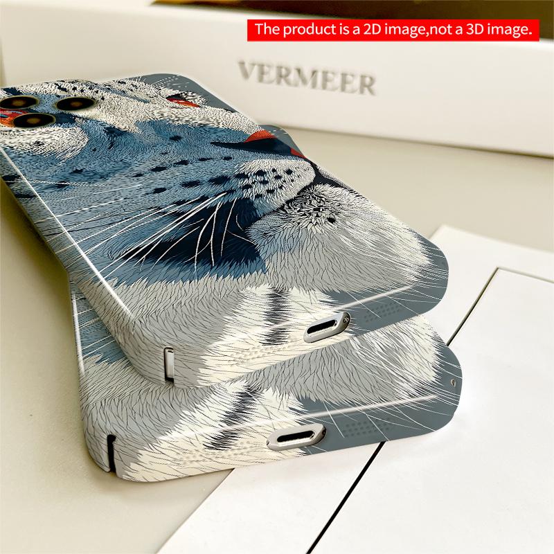 2DFlat Snow Leopard Face Art Phone Case All Inclusive Film Hard iPhone Case, Compatible with iPhone 18 Pro Max 17 16 15 14 13 12 11