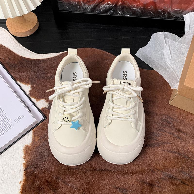 

Милые женские белые туфли на платформе с круглым носком для通勤, новая коллекция весна 2025, универсальные, под юбку, повседневные кеды 40 синий