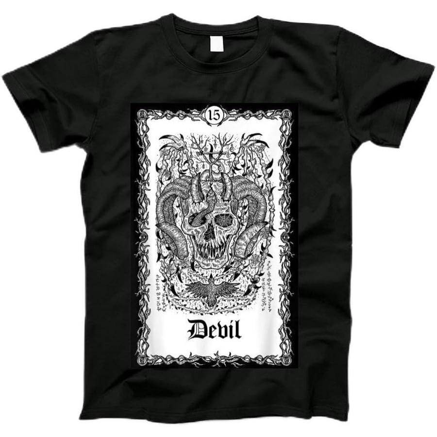 Футболка с картой Таро Дьявол, Череп, Готика, Панк, Магическая, Оккультная футболка, Футболка, Майка, С длинным рукавом, Свитшот, Худи для мужчин, женщин, детей XXXXXL разноцветный