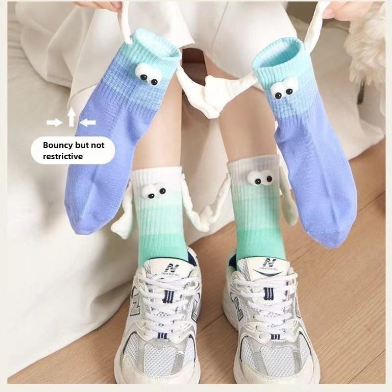 Holding Hands Magnetic Socks Fun Color Cartoon Sock for Women Men Crazy Novelty Valentine's Gifts For Couples Anniversary Friend