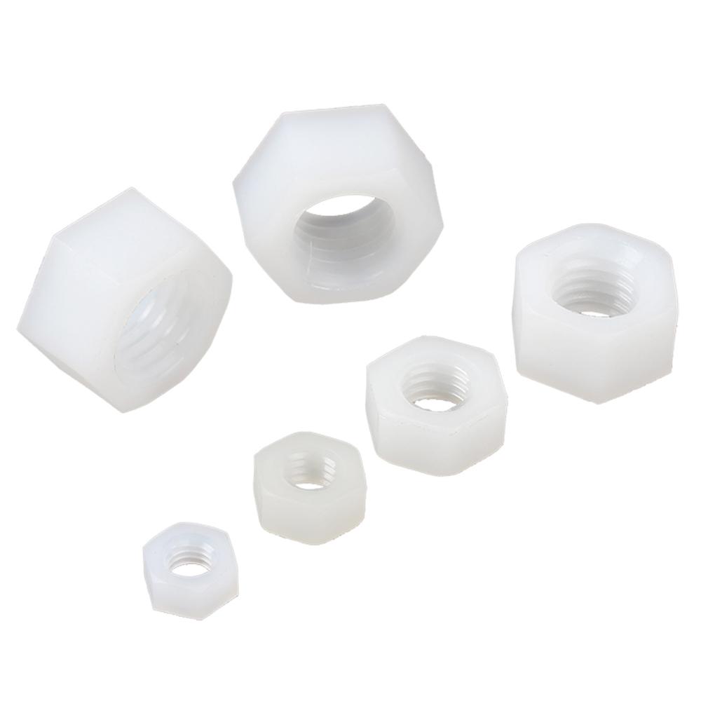 Black White Nylon Hex Nuts M2 M2.5 M3 M4 M5 M6 M8 M10 M12 Plastic Hexagon Nut Insulating Fastener for DIY Electronics 3D Printer
