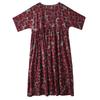 DIMANAF New 2026 Summer Beach Women Plus Size Vintage Lady Long Dress Red Loose Oversize Maxi Floral Print Cotton