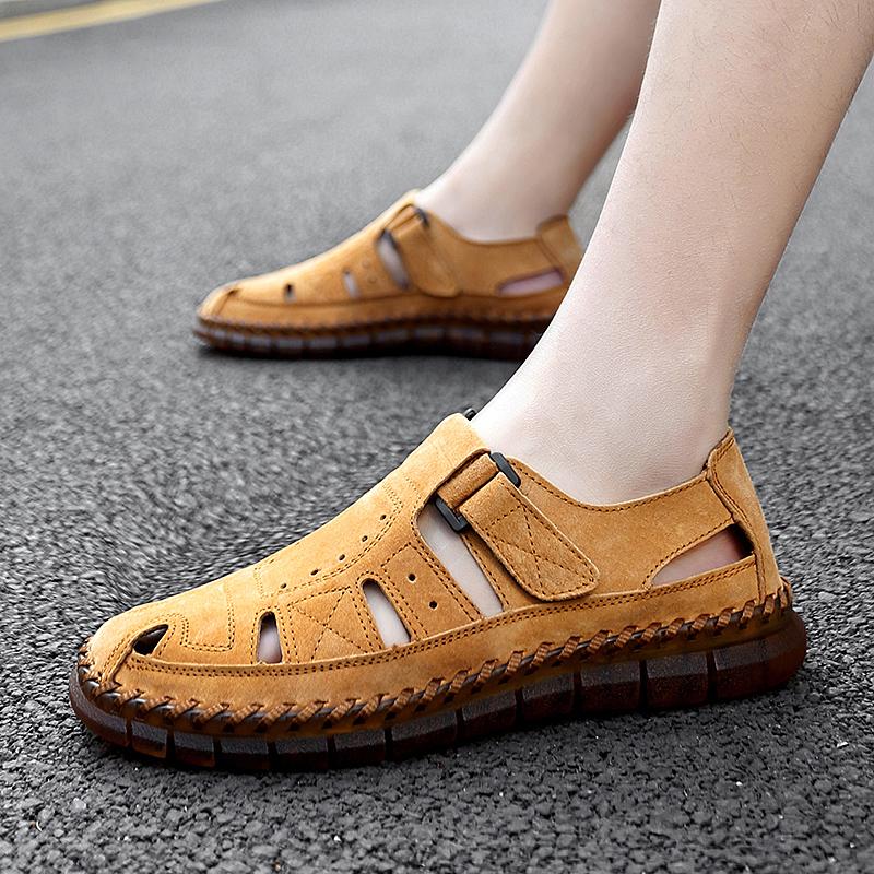 Fashion Summer New High Quality Designer Leather Breathable Comfort Shoes Fashionable Outdoor Men's Casual Handmade Sewn Leather Shoes