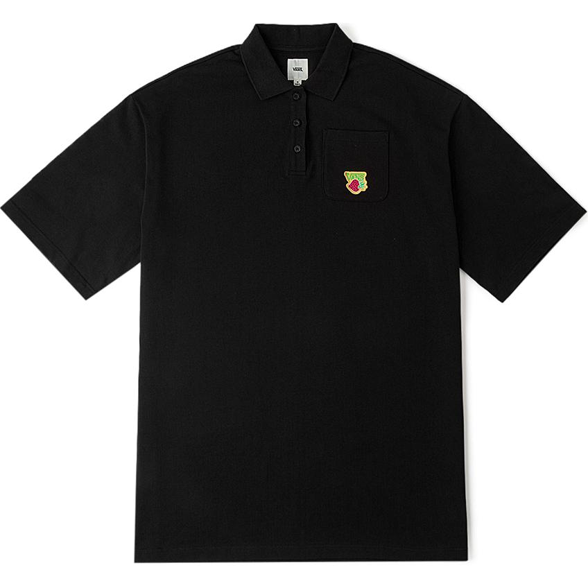 

Vans Solid Color Cotton Short Sleeve Polo Shirt Women tops Black VN000GUWBLK S