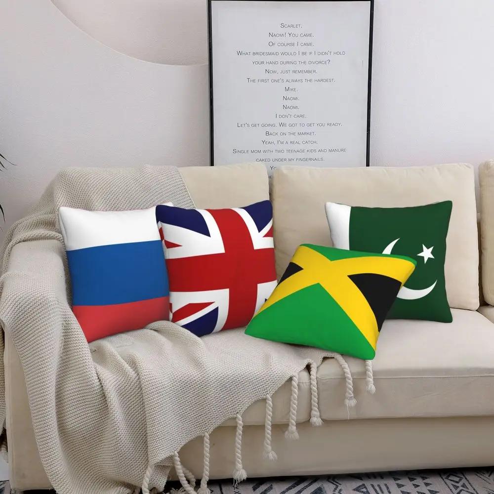 Usa Australia Flag Print Cushion Cover Super Soft Short Plush Pillow Covers 45*45 Throw Pillow Case Sofa Home Decor Pillowcase