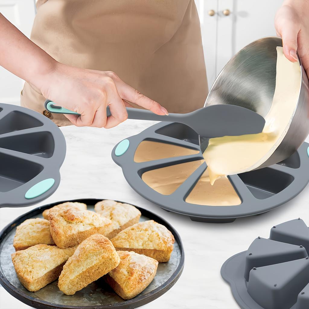 Silicone Triangle Cake Mold Set - Non-stick, 8-well Baking Pan for Brownies, Pancakes, Cupcakes,Etc. - Perfect for Weddings,Festivals and Daily Baking