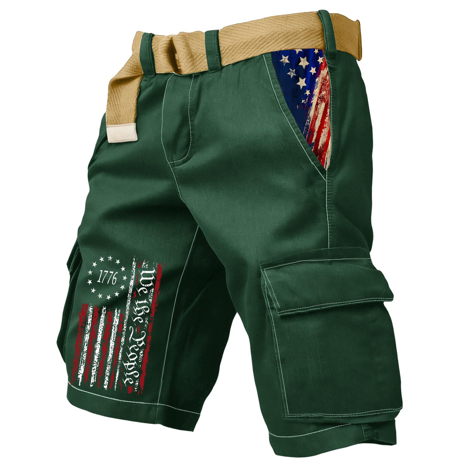 Men s Casual Sport Multi-pocket Work Pants Men s Fashionable Flag-letter Printed Pants XXL