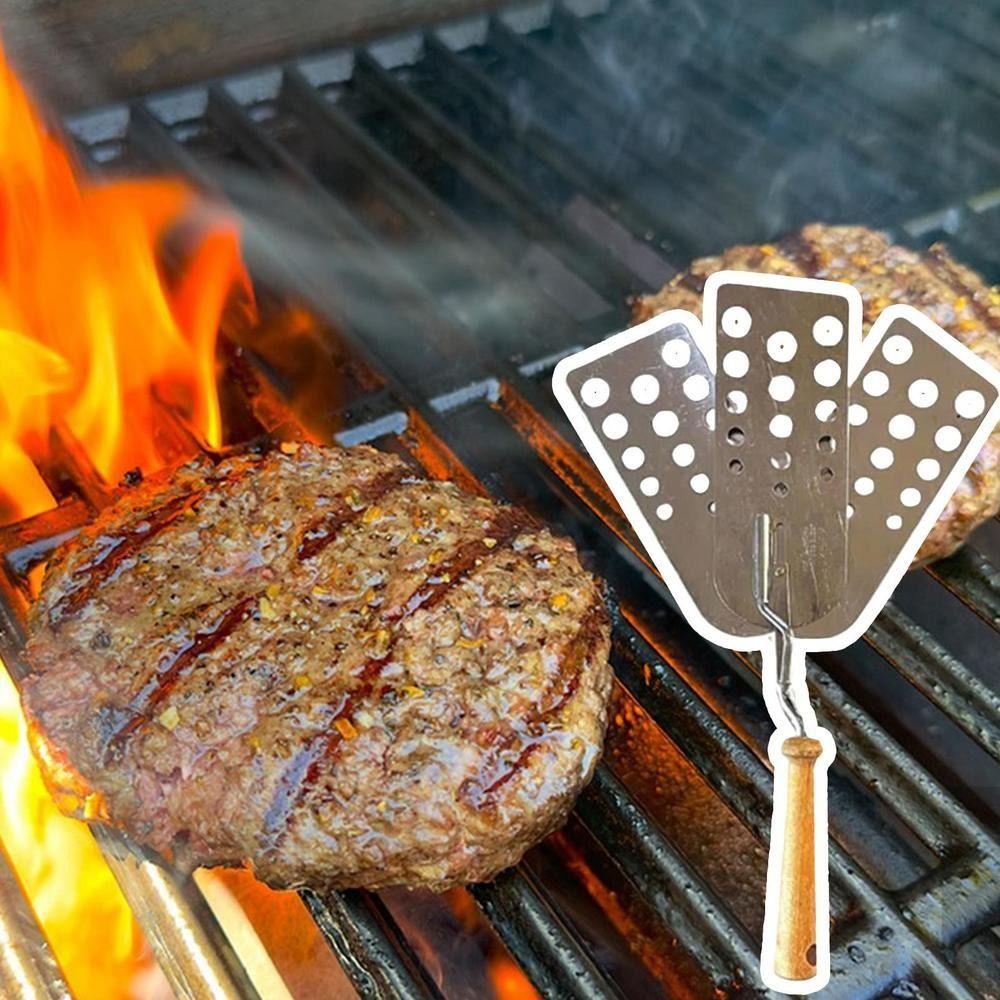 Stainless Steel Hot Meat Patty Spatula Heat Resistant BBQ Spatula New Burger Flip Smasher  Kitchen