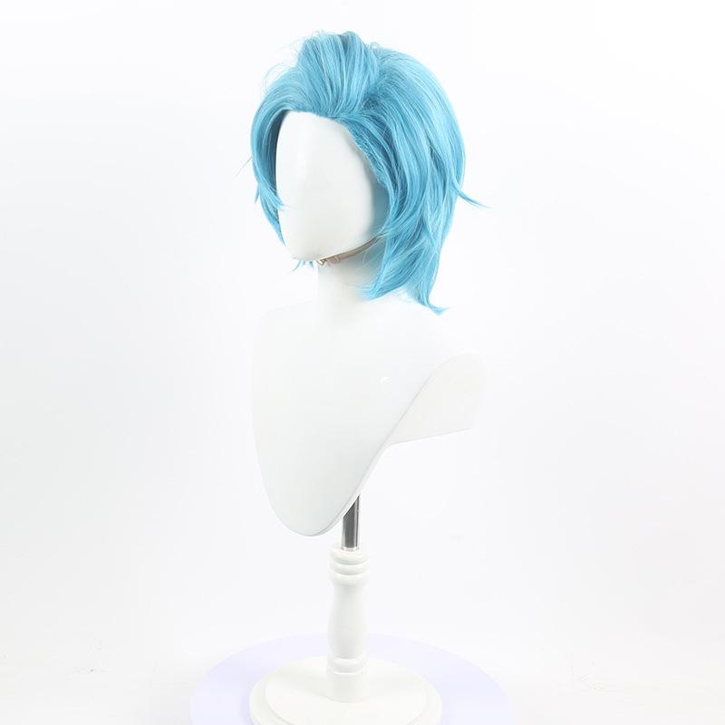 Hoshino Akuamarin Cosplay Wig Anime Aqua Stage Play Wigs Short Blue Cruly Heat Resistant Synthetic Hair Party Wigs + Wig Cap