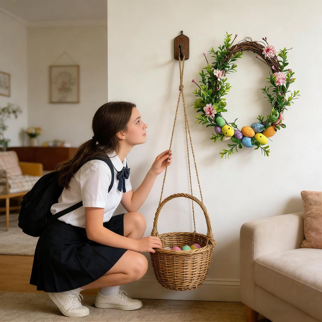 Штучний Великодній Декоративний Вінок, Зелений, З Натуральним Відчуттям