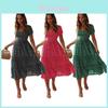 Robe Maxi de Plage Bohème Élégante pour Femme à Pois avec Volants et Décolleté Carré