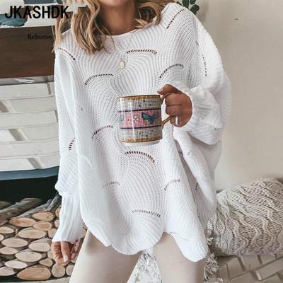 Damenmode, lässig, Herbst und Winter, Übergröße, langärmelig, O-Ausschnitt, lockere Pullover