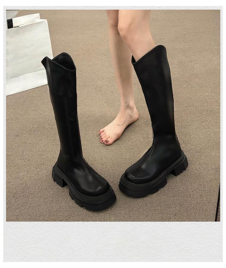 Tall knight boots but long boots women's 2025 new autumn and winter thick-soled thick heels knee thick legs big tube circumference long boots