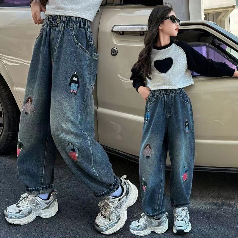 Girls' Pants Casual Jeans Spring and Autumn Wide Leg Pants Children's Loose Pants