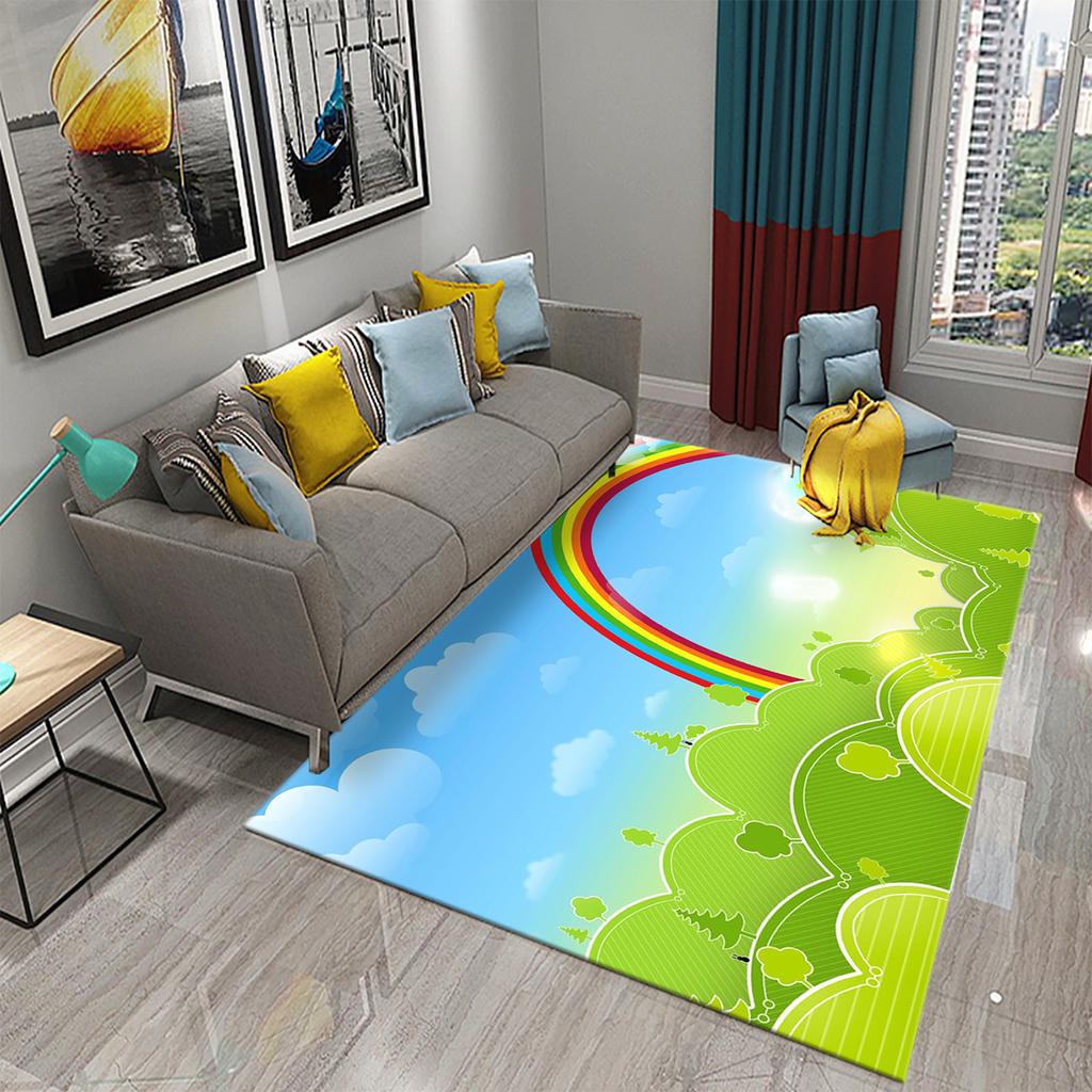 Bedroom Living Room Bathroom Rug Non-slip Home Decoration Cartoon Rainbow Flower Rug Game Room Children's Room Rug
