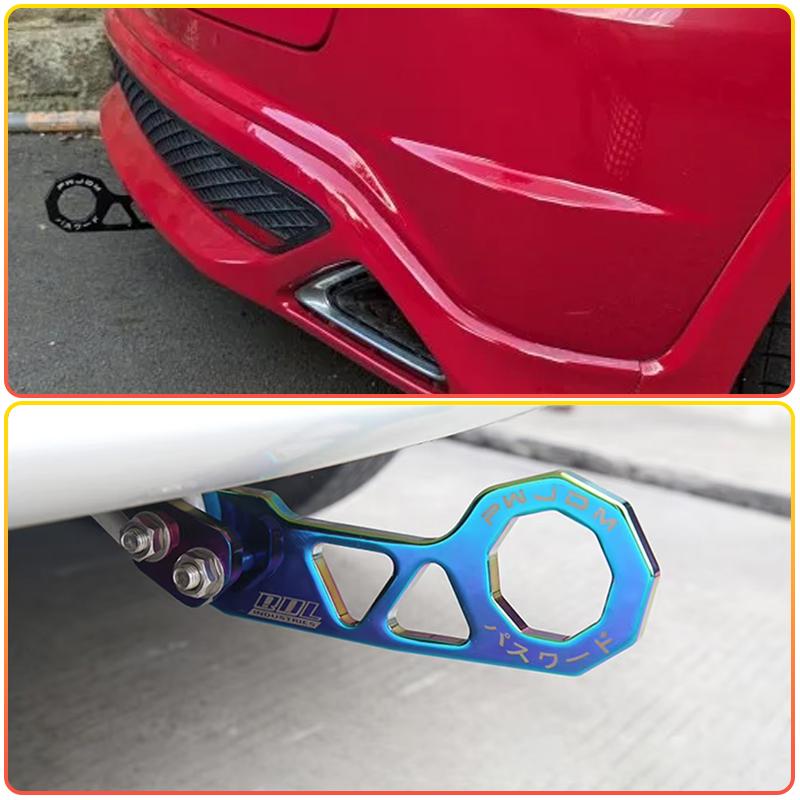 Universal JDM Racing Rear Tow Hook Set Ring Accessories Aluminum Alloy Car Modified Rear Bumper Auto Trailer Towing Kit