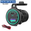 65 W PD-Autoladegerät, 12 V, 24 V, USB-Steckdose, Laptop, Motorrad, USB-C, PD, QC 3.0, USB-Anschluss, wasserdicht, mit Netzschalter für Wohnmobil