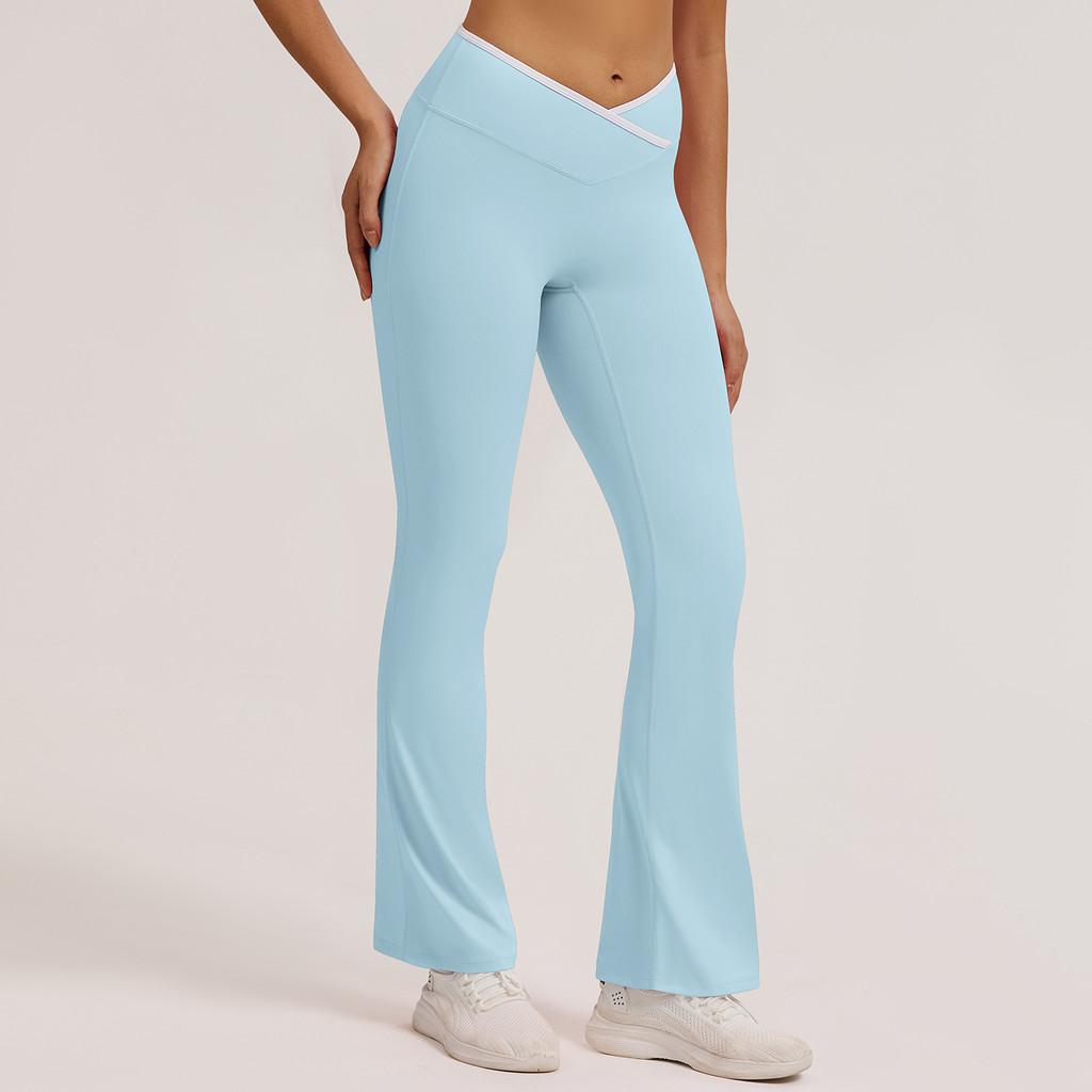 Slim Fit Yoga Pants With Crossed High Waist For Running And Fitness Women