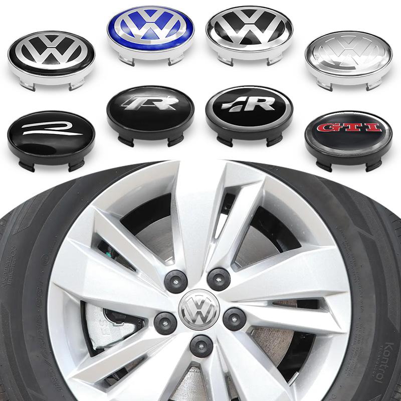 4Pcs 56mm 60mm Car Wheel Hub Center Cap Emblem Badge Cover Stickers For Volkswagen VW R Line GTI Touareg Golf 6 7 8 Jetta Passat zf0