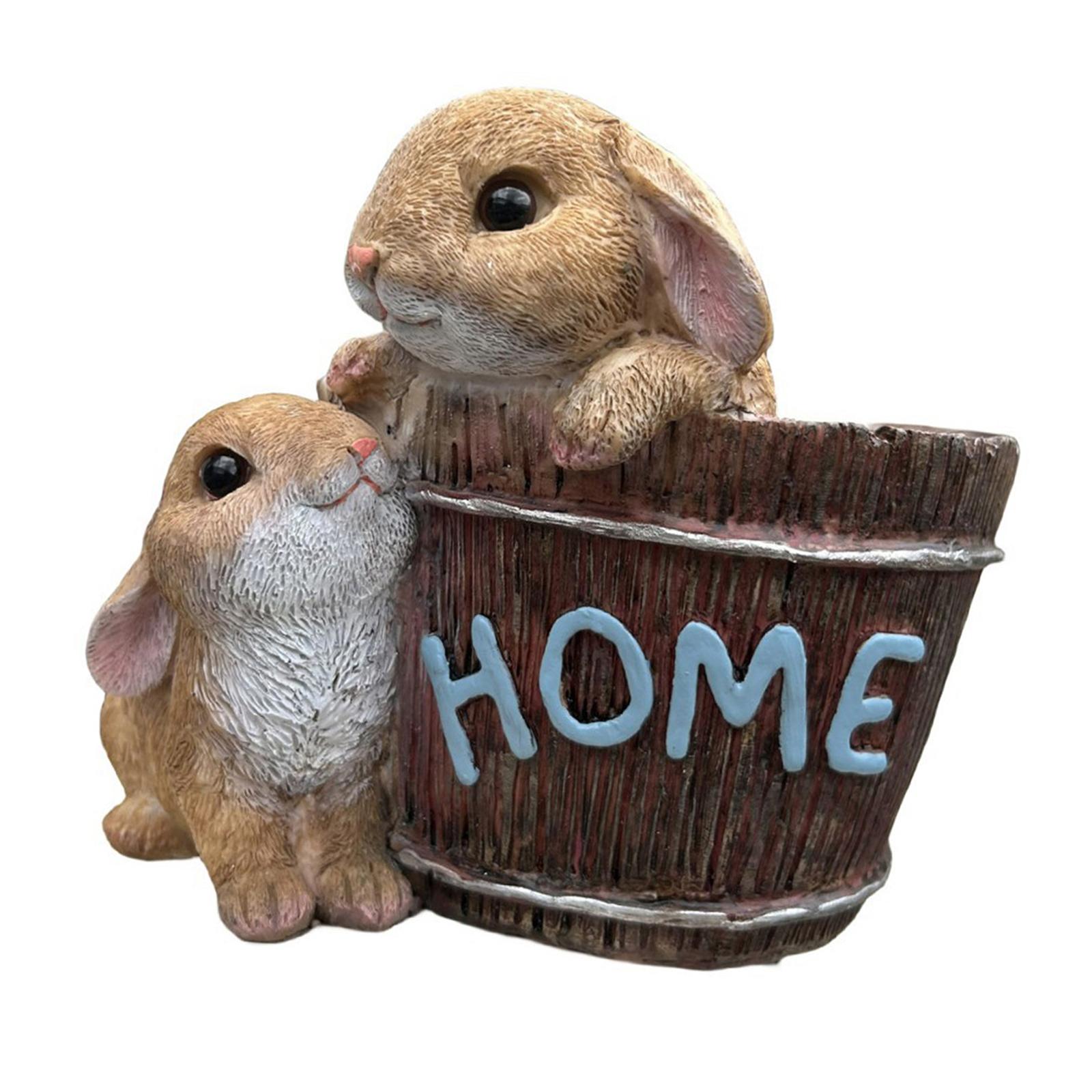 

Bunny Planter Resin Statue Porch Decor, Housewarming Gift, Flower Pot, Easter коричневий