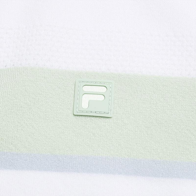 FILA Golf Series Simple Striped Classic Sports Casual Golf Versatile Comfortable Woven Short Sleeve Polo Shirt Women tops Jade-White A11W625404FWT