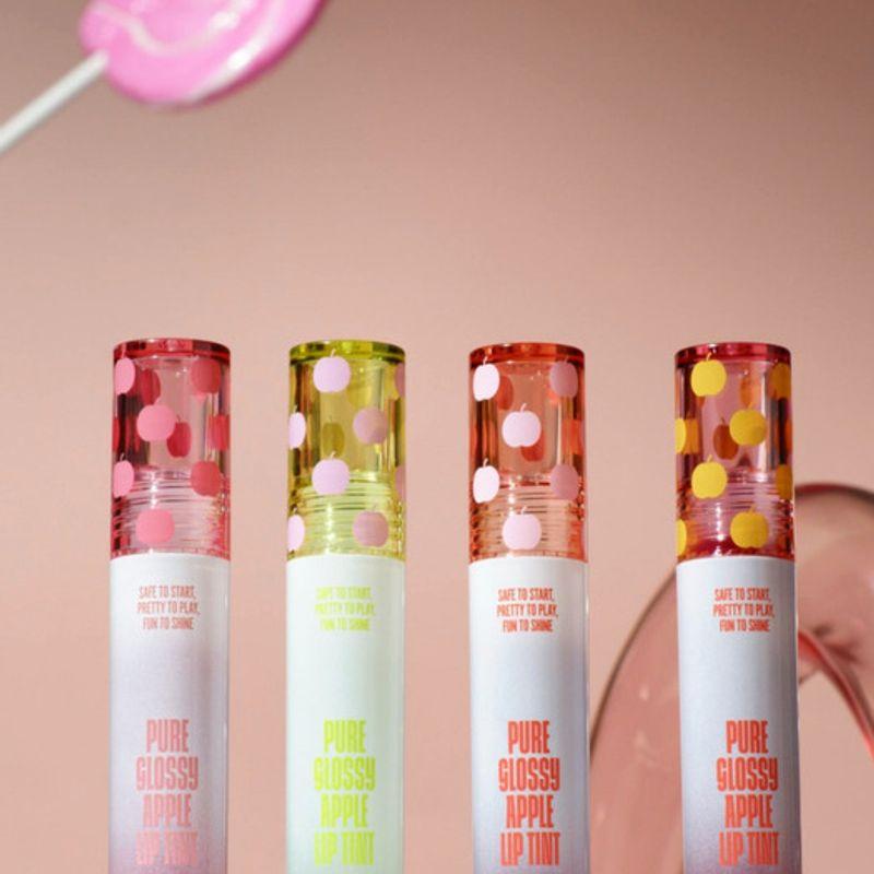 THE PRETTY PETITE Glossy Apple Lip Tint 3-piece set Envy Pink