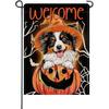 Small Decorative Garden Flag for Halloween Featuring an Australian Shepherd Dog, Perfect for Pet Owners. This Double-Sided Outdoor Decor, Measuring 12