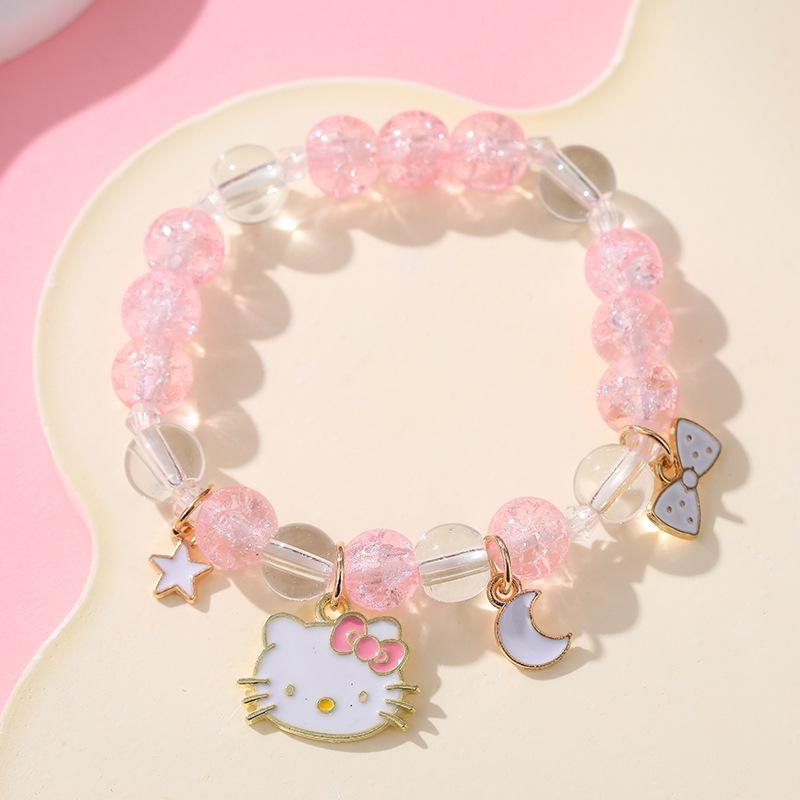 Sanrio Cinnamoroll Crystal Beaded Bracelet - Handmade Cartoon Gift for Female Students, Friends, and Couples.