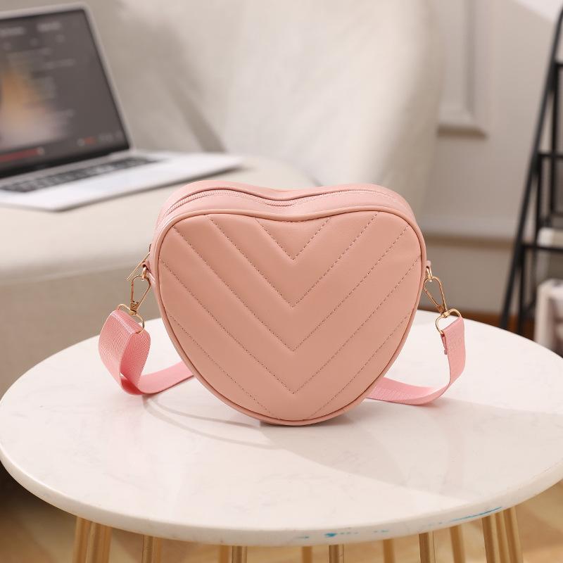 2025 sweet love messenger bag personalized shape V-embroidered shoulder women's bag mini mobile phone bag