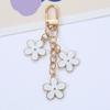 Dainty Enamel Metal Flower Pendant Key Chain Multi Color Key Bag Charms Keyring For Women