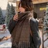 Coffee Wool Scarf Women's New Autumn and Winter Plaid Cashmere Couple Scarf Men