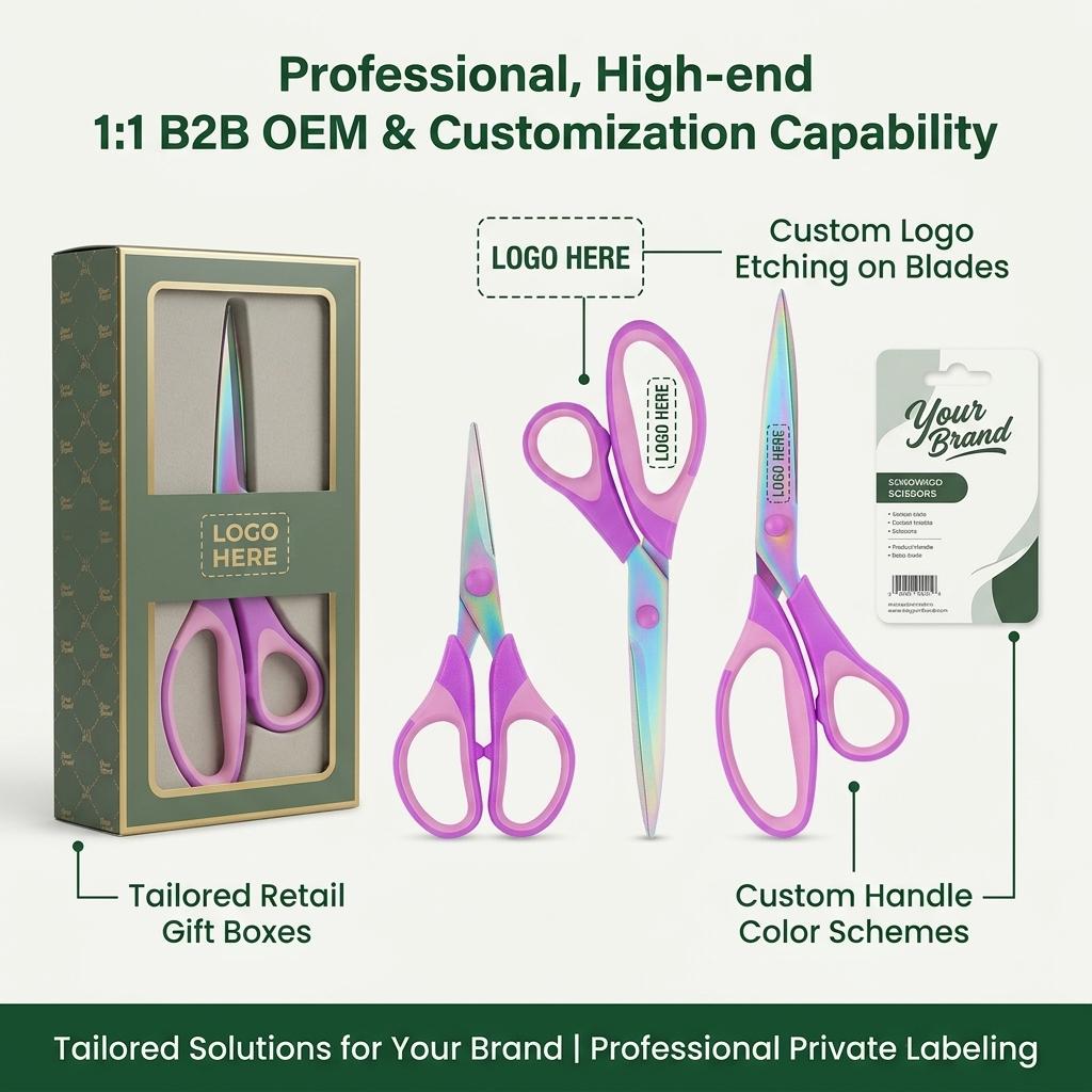 Industrial Modern Stainless Steel Sewing Shears Plastic Handle Colorful Multifunctional Fabric/Paper Cutting Tool
