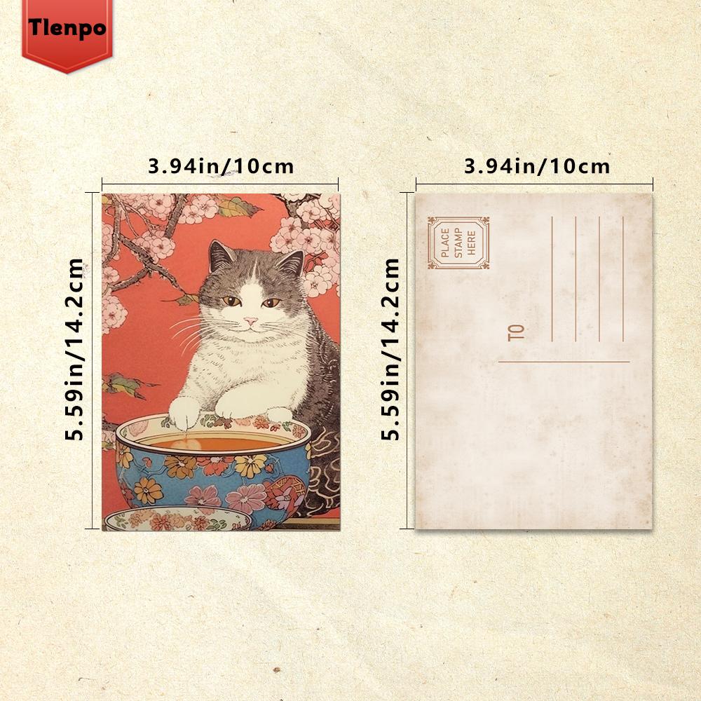 32 Pieces, Japanese-style Cat Postcard Set, Birthday/anniversary Gifts, Collectibles, Suitable for Gifting, and Mailable.