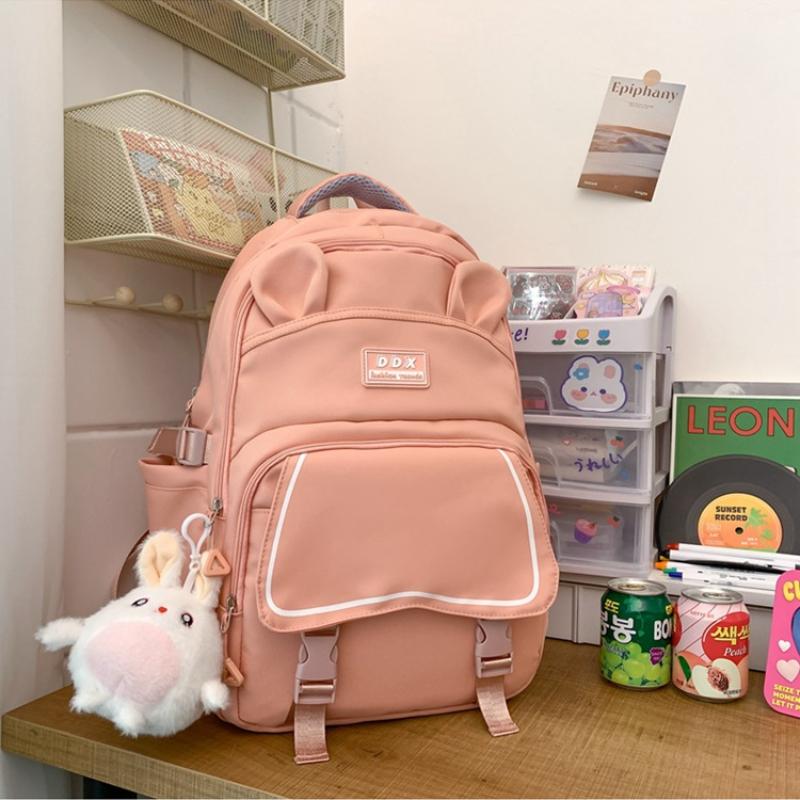 

Новый школьный рюкзак большой вместимости для девочек, корейская версия, милый нейлоновый детский рюкзак для ученика начальной школы, 4, 5, 6 класс, ранец One size темный лосося