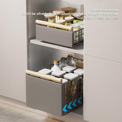 Storage Drawer Rack Self-adhesive Sliding Rail No Drilling Foldable Heavy Duty Load Capacity Easily Pull-out Cabinet Organizer Seasoning Spice