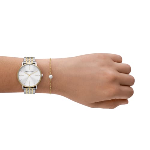 A|X Armani Exchange LOLA AX7156SET Women's Silver & Gold Watch