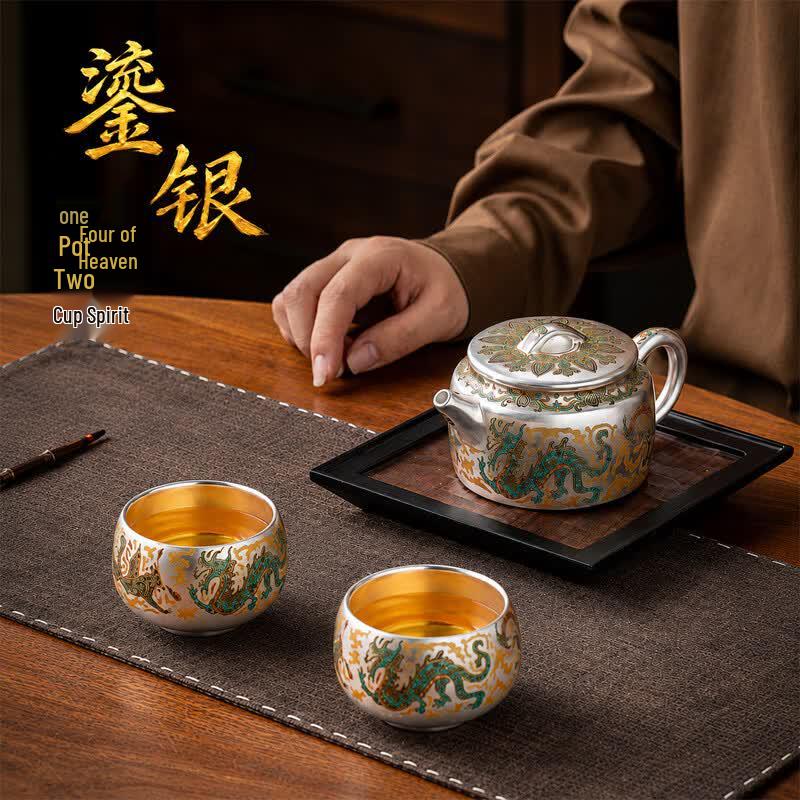 Handmade Gilt Silver Ceramic Tea Set