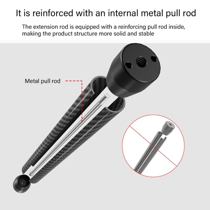 Carbon Fiber 1/4in Camera Screw Extension Rod Selfie Stick Compatible for DSLR Camera Tripod Monopod Light Stand