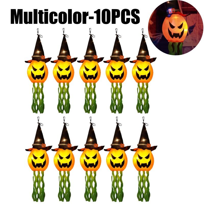 Outdoor Hanging Pumpkin Witch Hat LED Light Halloween Decor 3 Mode Glow Garden Yard Party Decorations Weatherproof Festive