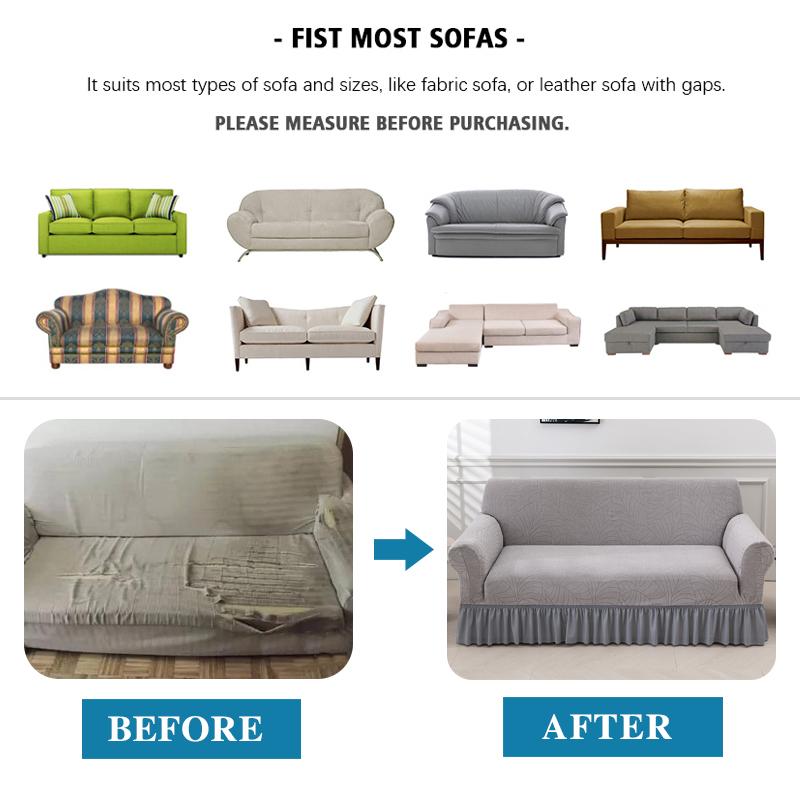 Jacquard Sofa Slipcover with Skirt Stretch Sofa Cover for Living Room Couch Covers Easy Fitted Washable Furniture Protector 1pc