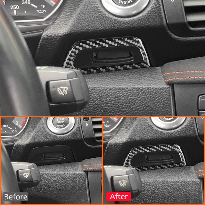 For BMW 1 Series E87 2008-2013 Carbon Fiber Auto Ignition Key Switch Trim Frame Decoration Sticker Car Interior Accessories