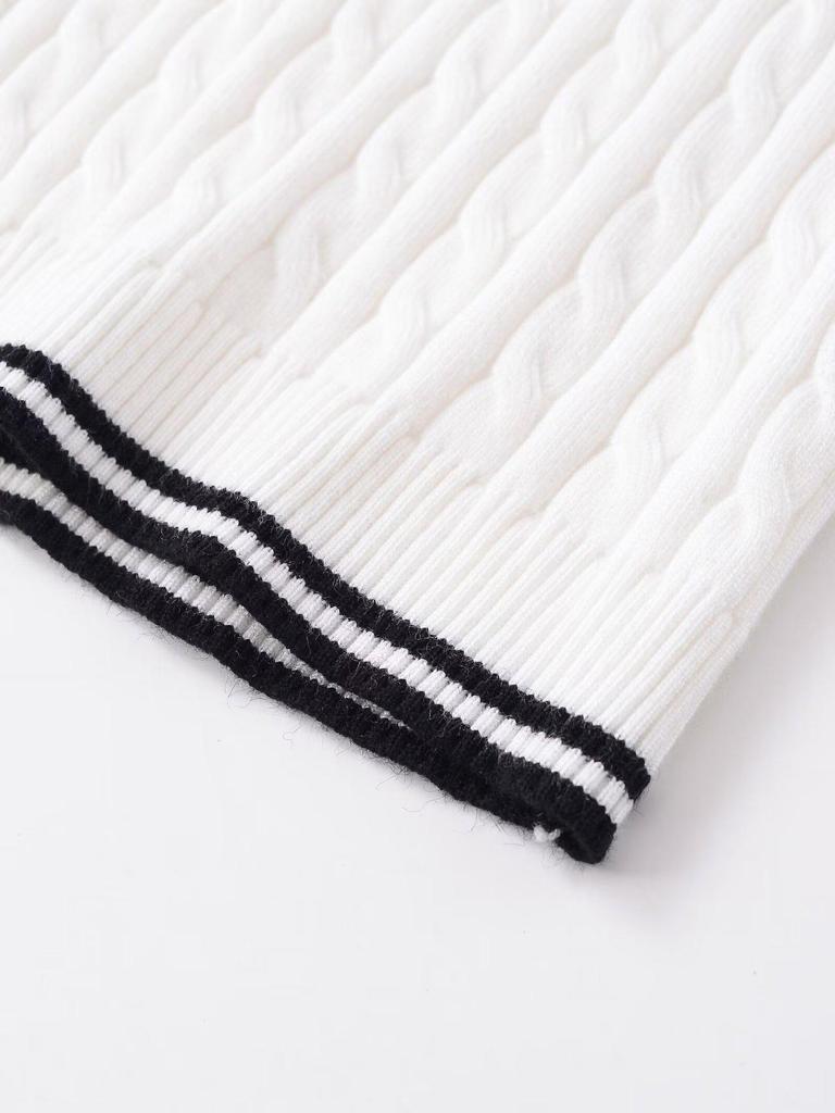 2026 Spring European & American Women's Cable Knit Short-Sleeved Sweater