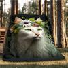 1pc Feline, Floral Outdoor Blanket - Soft Flannel Cozy for Travel & Camping - All-Season Warm Bed Cover, Machine Washable Yy251229107