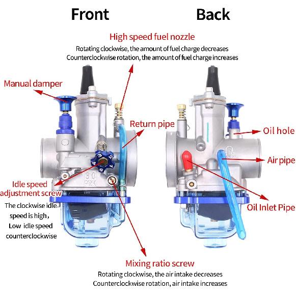 PWK 21Mm Carburetor, Universal Mortorcycle Racing With Blue Float Bowl Horn Cup Intake Manifold Fit For 2T 4T Engine Scooter Motorcycle ATV Quad Pit