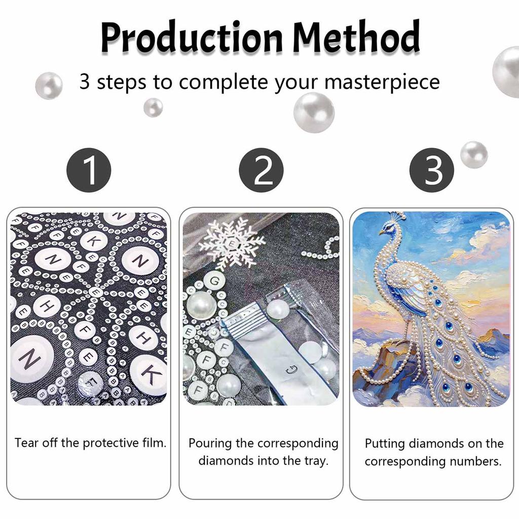 Animal pearl painting handmade diy peacock art painting stickers home decoration gifts