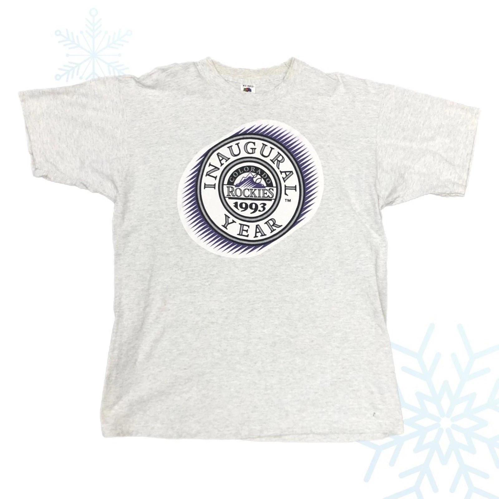 Vintage 90s MLB Colorado Rockies 1993 Inaugural Year Baseball T-Shirt XL Gray S