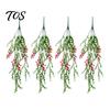 Indoor Home Ornament for Festivals Artificial Hanging Vines with Red Berries, Realistic Plastic Cascading Greenery Plants, Lifelike Plants Office