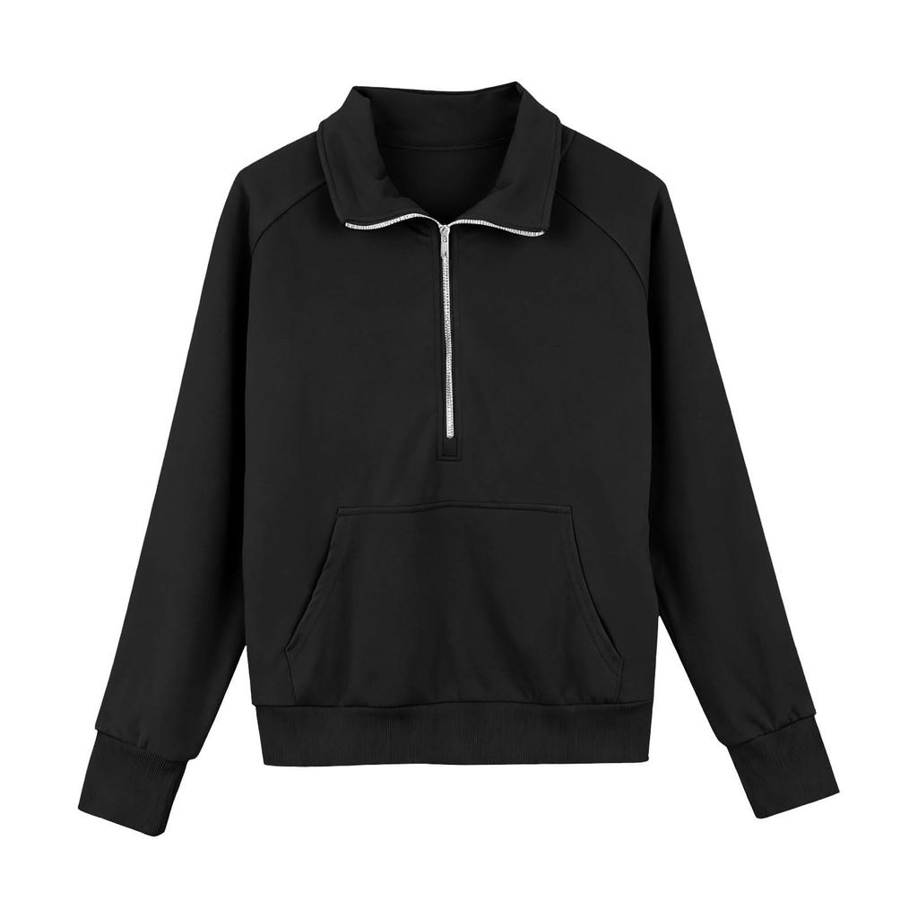 Girls' High,Neck Half,Zip Sweatshirt + Long Pants Sports Fleece Casual Children's Set
