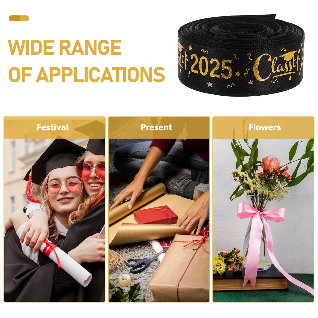 2025 Graduation Season Ribbon Gift Wrap Ribbons Exquisite Diy Bow Making Festival Crafts Cake Congrats Wreath Decoration 4.5M/9M