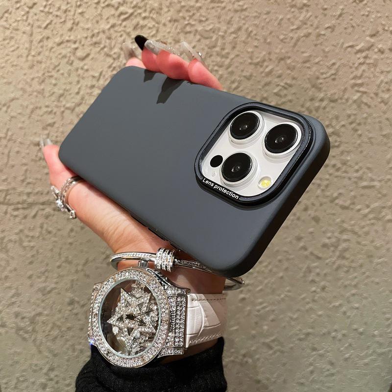 For iPhone 15 Pro Max Case Matte PC Cell Phone Shell with Metal Lens Frame